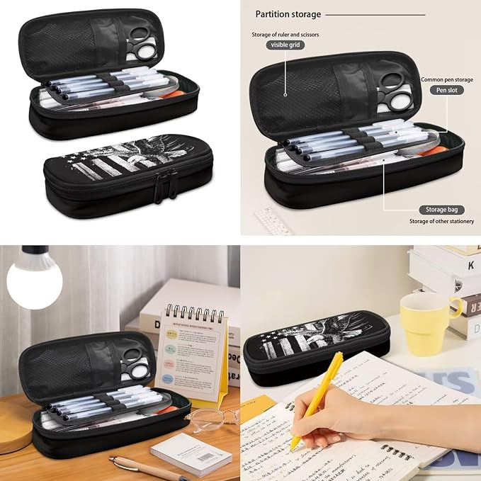 Kids Boys Backpack School Bag Set Black American Flag Eagle School Bookbag with Insulated Lunch Box Pencil Pouch Kids Lightweight School Bag Rucksack 3 Pack Set - Image 3