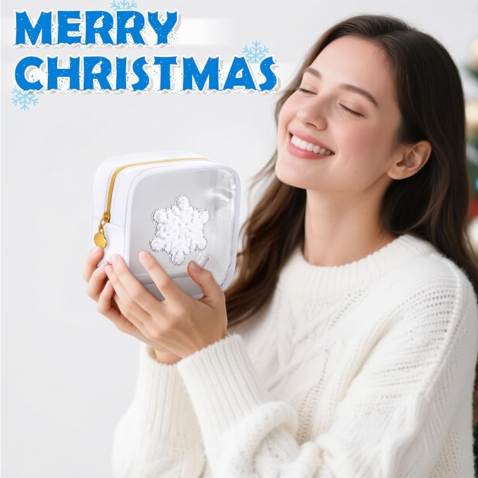 Abbylike Christmas Preppy Patch Makeup Bags Bulk Holiday Makeup Bag Skincare Pouch Xmas Zipper Cosmetic Pouch Preppy Thing for Travel Christmas Women Gift(Colorful) - Image 7