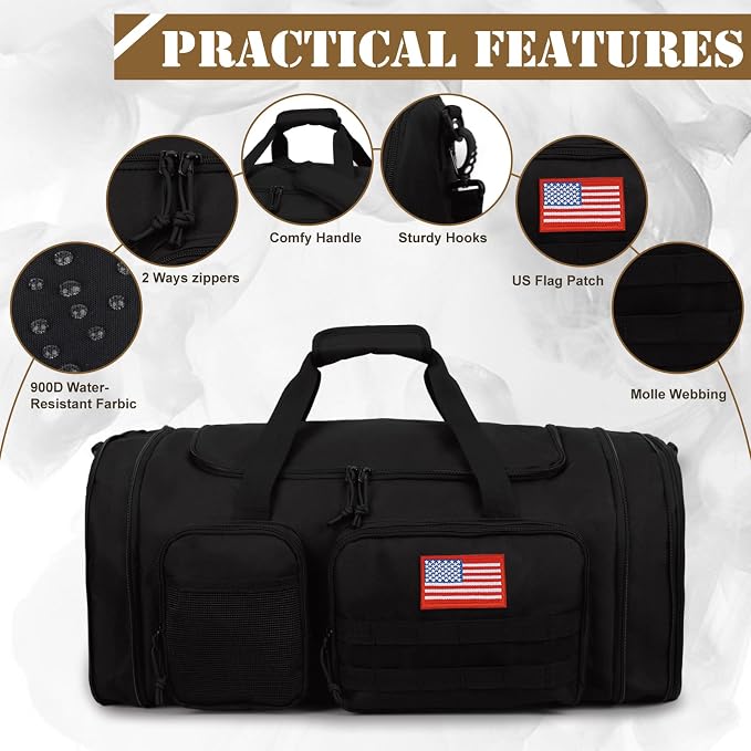 Tactical Duffle Bag For Travel Expandable 52L Large Duffle Bag For Men Gym Duffel With Wet Pocket Multi-Functional Carry On Bags Weekender Overnight Bag Organizer Duffel Bag For Travel - Image 5