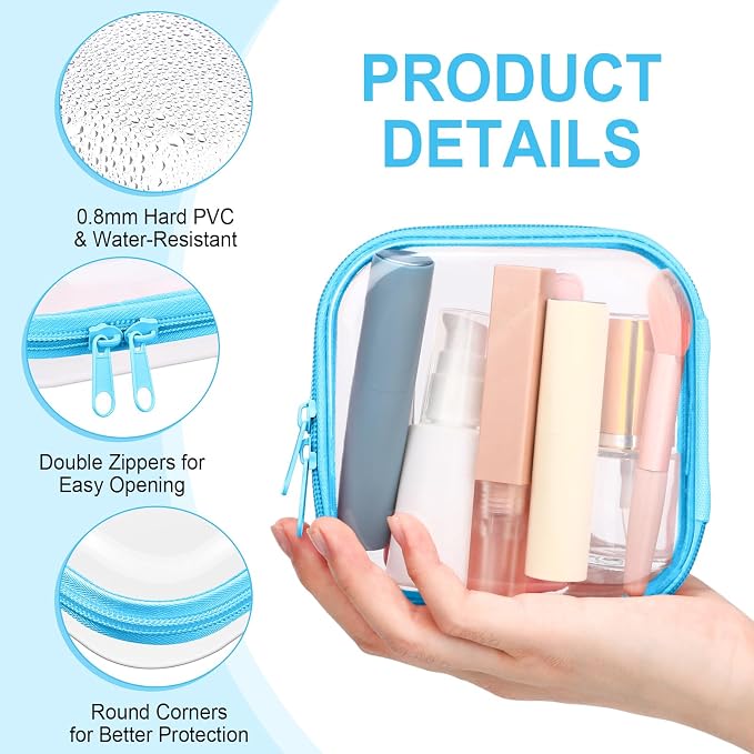 Sanwuta 6 Pcs Clear Hard Zipper Case Plastic Zipper Pouches Transparent Makeup Bag Pencil Case Pouches Toiletry Diaper Bag for Travel Toy Storage Organizer Bins(Colorful,5 x 5 x 2 Inch) - Image 3