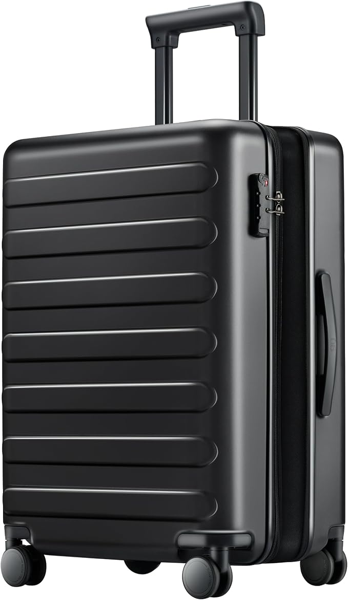 NINETYGO Carry On Luggage 22x14x9 Airline Approved, 20 Inch Luggage with Smooth Spinner Wheels, Expandable, Hard Shell PC Suitcase, Lightweight Travel Luggage, TSA Approved (Black, Rhine Max1.0) by NINETYGO