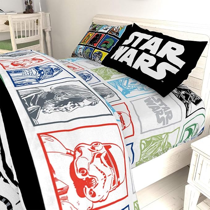 Jay Franco Kids Sheet Set with Fitted, Flat Sheets & Pillow Cover - Ultra-Soft Bedding with Pillowcase for Room Decor, Multi - Star Wars, 4 Piece Full - Image 7