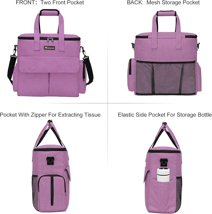 Modoker Dog Travel Bag with 2 Food Bags, 2 Bowls and 1 Mat (Pink) | Roomy Main Compartment | Multiple Functional Pockets | Water-Resistant Oxford Fabric | PVC Backing | Leak-Resistant Lining - Image 2