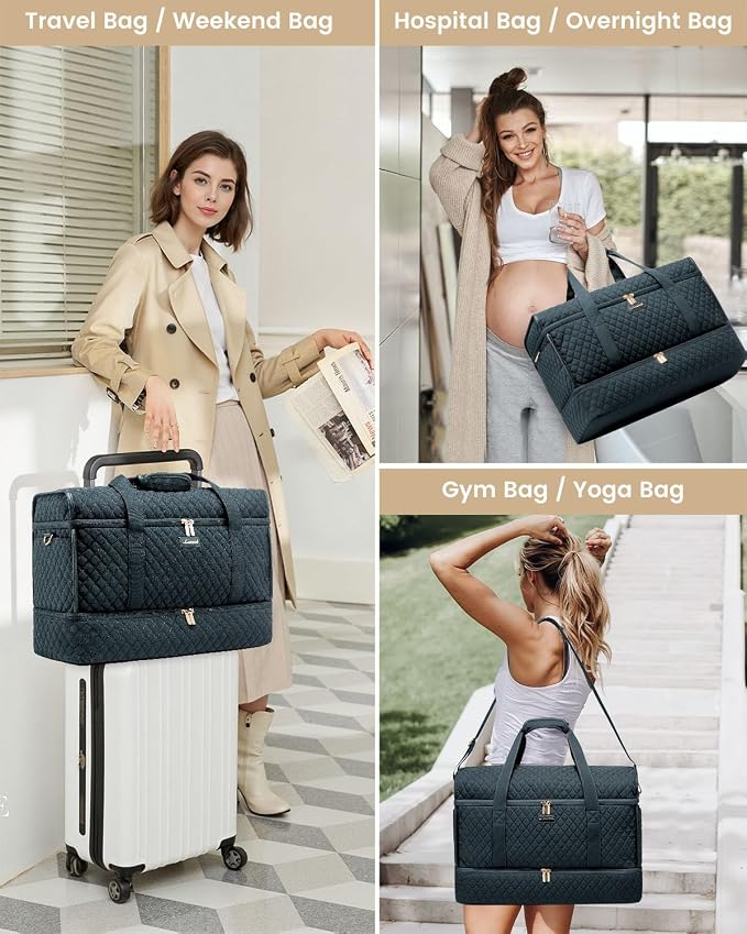 LOVEVOOK Large Travel Duffle Bag, Weekender Bags for Women With Shoe Compartment, Overnight Hospital Bag For Women Labor Delivery, Carry on Bag Personal Item Travel Bag, Yoga Gym Duffel Bag - Image 6