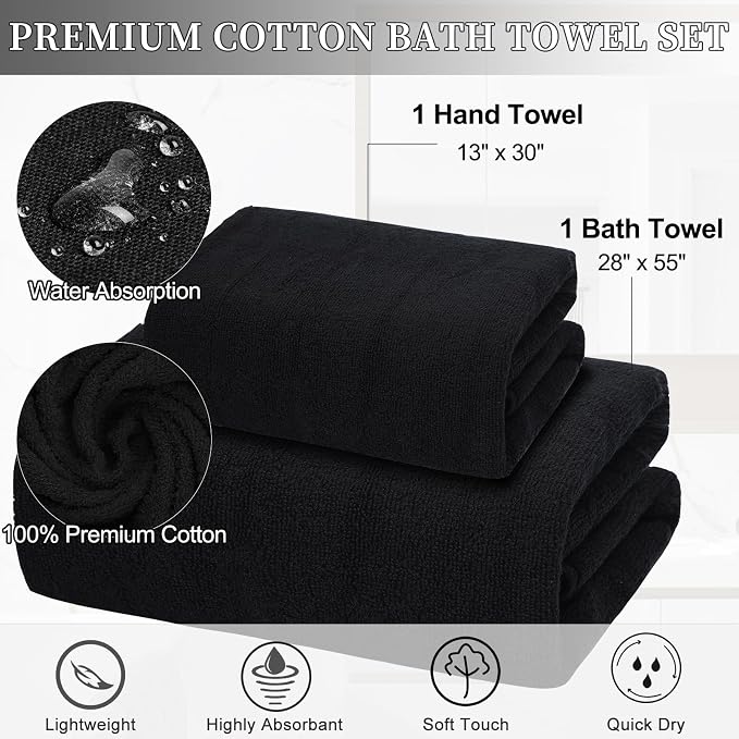 32PCS Bathroom Set Bathroom Accessories with Shower Curtain and Bath Towel,Trash Can,Bathroom Decor,Black Shower Curtain Set,Toilet Brush,Trash Can & 3PCS Soap Dispenser - Image 4