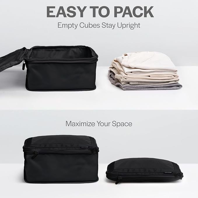 Aerotrunk Compression Packing Cubes for Travel - Luggage Organizer Bags - Double Zipper Packing Cubes for Suitcases (4-Pack, Black) - Image 5