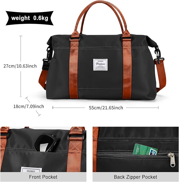 Travel Duffel Bag, Carry On Overnight Weekender Bags for Women | Travel Bag with Wet Pocket & Trolley Sleeve, For Spirit Airlines 18x14x8 Personal Item Bag - Image 2