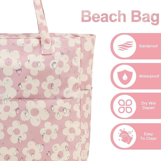 Bluboon Waterproof Beach Tote Pool Bags for Women Ladies Extra Large Carry On Bag With Wet Compartment for Weekender Travel - Image 5