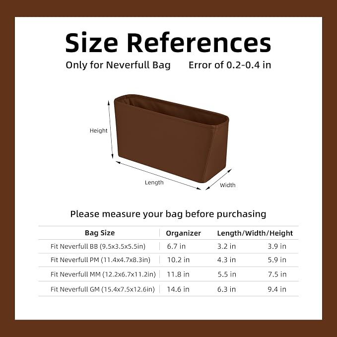 DGAZ Purse Organizer Insert Fits Neverfull-Mini/PM/MM/GM Bags，Silk Bag Organizer，Luxury Handbag & Tote Shaper（MM, Gold） - Image 7