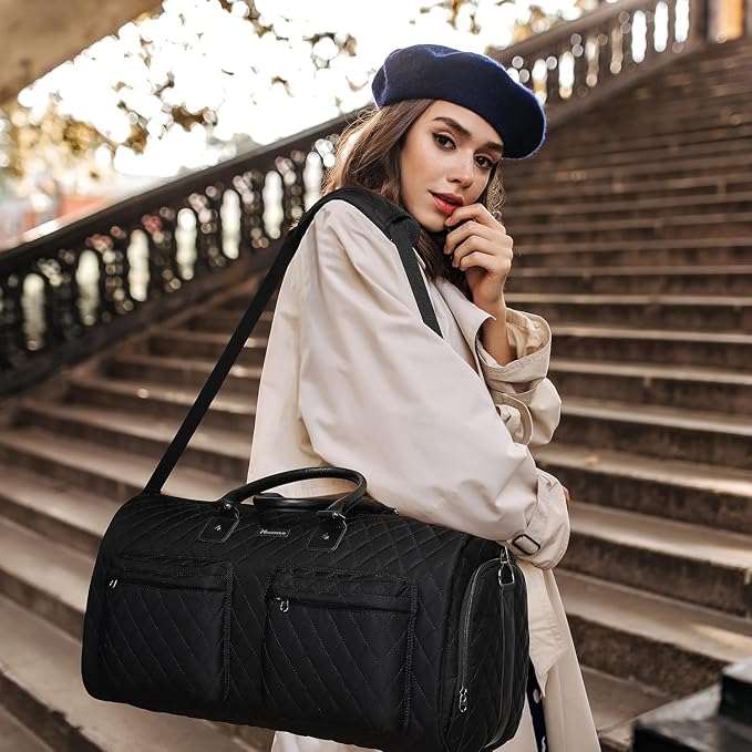 Womens Convertible Garment Bags for Travel, Modoker Waterproof Carry On Garment Bag Garment Duffel Bag - 2 in 1 Hanging Suitcase Suit Travel Luggage Bag, Black - Image 6