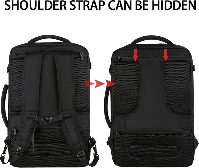 Vancropak Carry on Backpack for Airplanes, 45L Expandable Travel Backpack | Flight-approved Luggage Suitcase Daypack, Water-resistant, Lightweight Business Overnight Weekender Bag for Men Women, Black - Image 4