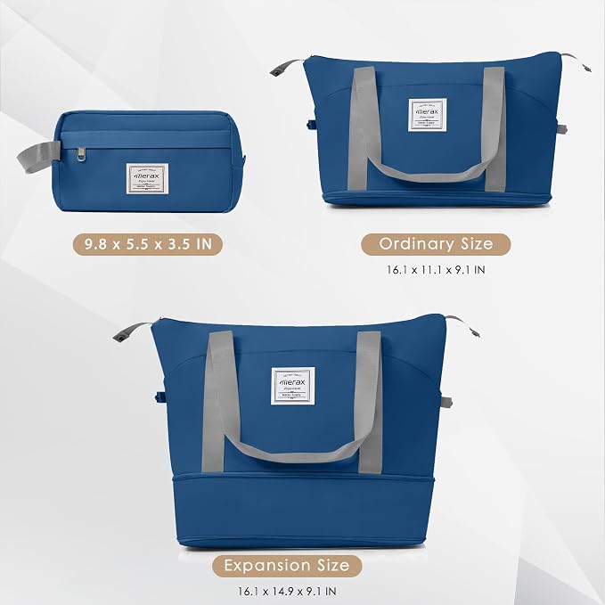 Hardshell Luggage Sets, Lightweight Stripes Suitcases with Spinner Wheels, Blue 6pcs - Image 6