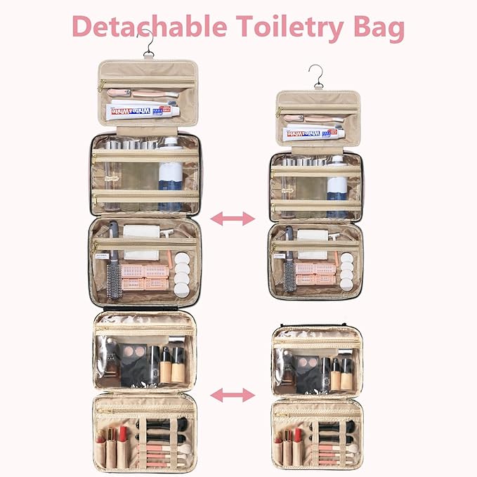 Detachable Travel Toiletry Bag for Women - Large Toiletry Bags for Traveling Women - Hanging Makeup Cosmetic Bag, Organizer for Travel Accessories Cruise Essential - Travel Size Toiletries - Image 2
