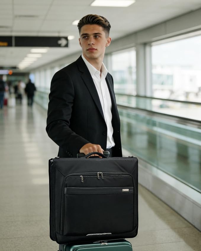 Hanke Premium Garment Bags for Travel, Business Travel Suit Bag with Wrinkle-Free System, Fits 4 Suits & 17.3'' Laptop, Carry On Garment Bag with Shoe Compartment, Shoulder Strap, Black - Image 9