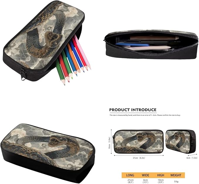17 Inch Animal Print School Backpack And Lunch Box Set for Kids Lightweight Cool Snake Backpack for Boys Girls Sturdy School Bag with Insulated Lunchbox Pencil Case Student Bookbag - Image 6