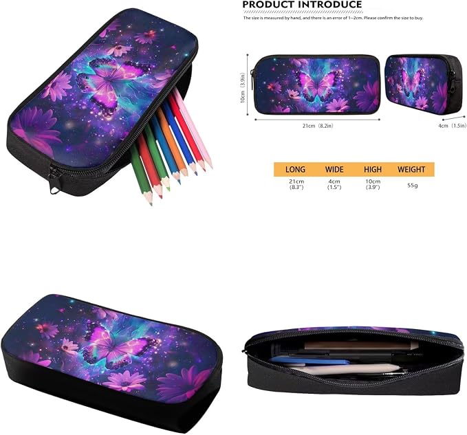 Galaxy Butterfly Backpack for Girls Kids Backpack with Lunch Box Water Bottle Pouch and Soft Pencil Case 4PCS Set Bookbag with Compartments for School Teens 17 inch School Bag with Side Pocket - Image 6