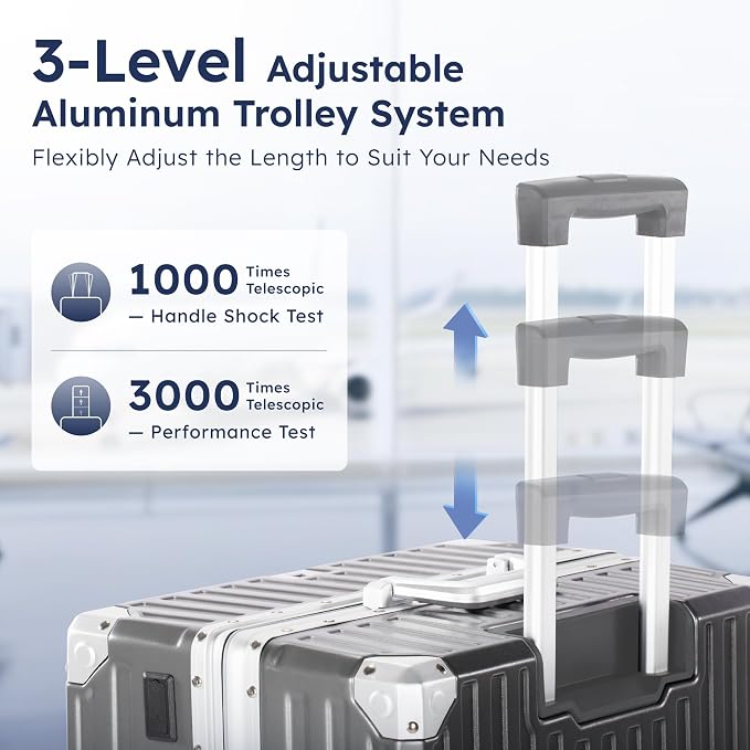 ALPHA CAMP 3 Piece Luggage Sets With Layer Dual Aluminum Frame,TSA Spinner Wheels, 3-Layer PC Hardside Carry on and Checked Hardside Zipperless Suitcase Sets,Type-C USB Charging Port,Cup Holder - Image 5