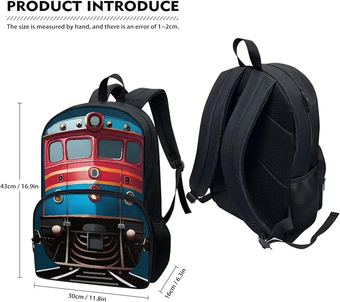 Kids Cartoon Train Backpack Set, Lightweight School Backpacks for Kids Elementary Bookbag for Students with Adjustable Strap, 3pcs with Lunch Box And Pencil Case - Image 5