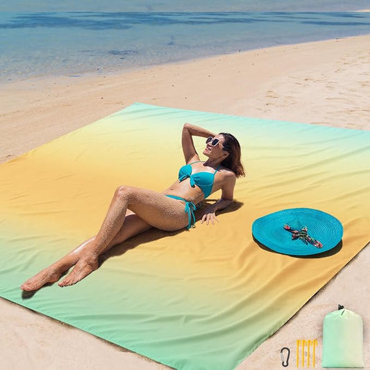 AISPARKY Beach Blanket Waterproof Sandproof Extra Large, Oversized Beach Mat, Quick Drying&Compact&Lightweight, Picnic Blankets Vacation Essentials for Outdoor Beach Camping (108" X 120" (8 Person)) by AISPARKY