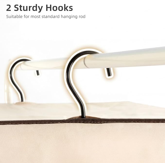 STORAGE MANIAC 57" Hanging Garment Bag Zipper Cover with Sealed Clear Window, Long Garment Cover for Closet Storage Wardrobe Clothes Protector, Large Garment Storage Bag for Dresses, Beige，2-Pack - Image 5