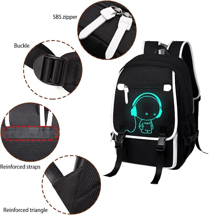 Asge Large 3 Piece Backpack Set - Boys & Girls Teenage Reflective Waterproof School Satchel for Travel & Outdoor - Image 3