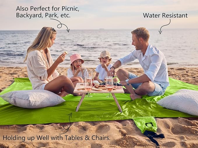 WEKAPO Beach Blanket Sandproof Waterproof, Extra Large Beach Mat, Oversized & Compact Sand Free, Quick Drying Beach Essentials for Vacation, Cruise, Picnic & Camping with Stakes - Image 3