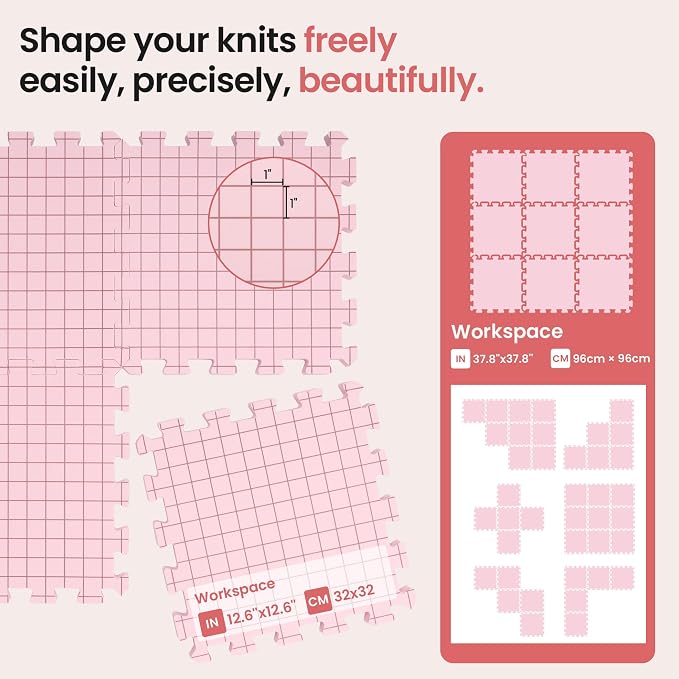 Blocking Mats for Knitting - Opstin Extra Thick Blocking Boards for Crochet Projects with Gridlines - 150 T-Pins and Storage Bag Included for Knitting Supplies - Standard Mat Set - Pack of 9 - Image 5
