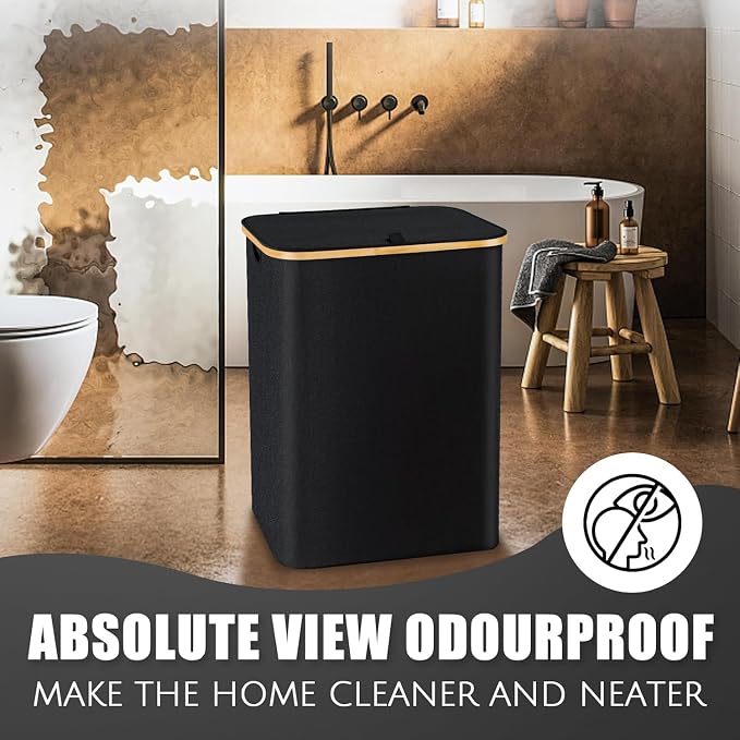 Hampers for Laundry Basket with Lid, 145L Large Laundry Hamper 3 Section | Dirty Clothes Hamper Separator with 3 Removable Bags & 5 Labels, Divided Laundry Organizer for Bedroom, Laundry Room, Black - Image 8