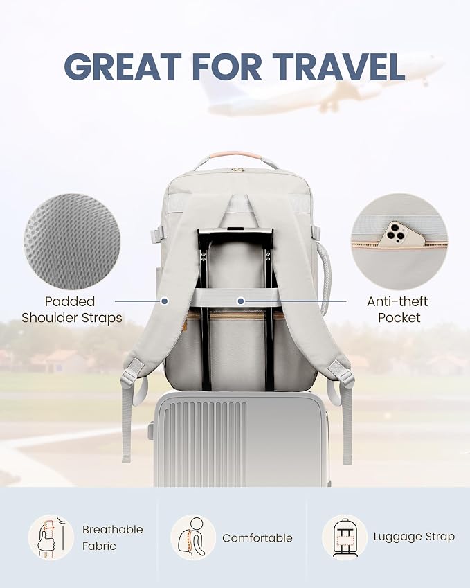 LOVEVOOK 40L Travel Backpack for Women Men,Waterproof Airline Approved Carry On Luggage Travel Essentials,TSA Carry On Backpack Personal Item Travel Bag Suitcase Weekender Traveling with Packing Cubes - Image 6
