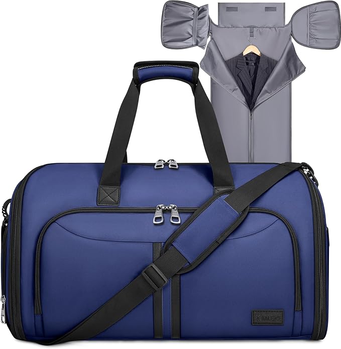 BALEINE Travel Garment Bag, Travel Suit Bag for Men, Water Resistant Carry on Garment Bag for Hanging Clothes, Garment Duffel Bag for Travel Business (Navy-Convertible) by BALEINE