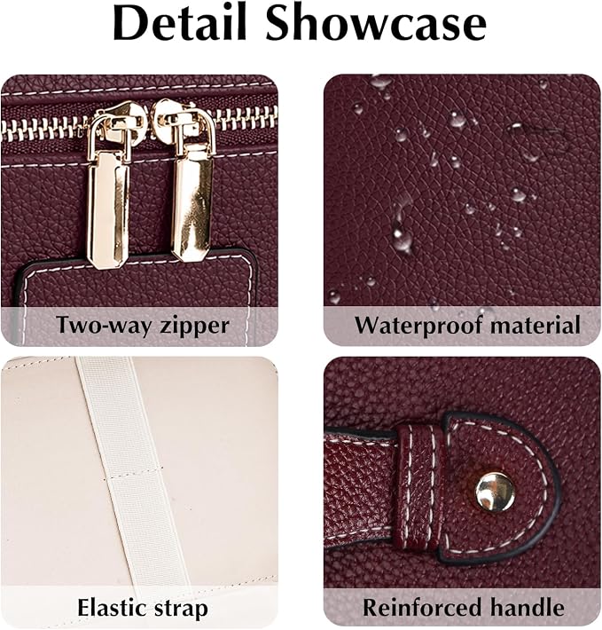 Makeup Case for Women, Leather Makeup Bag Cosmetic Case with Removable Divider, Large Capacity Waterproof Portable Travel Toiletry Make up Organizer Case - Image 4