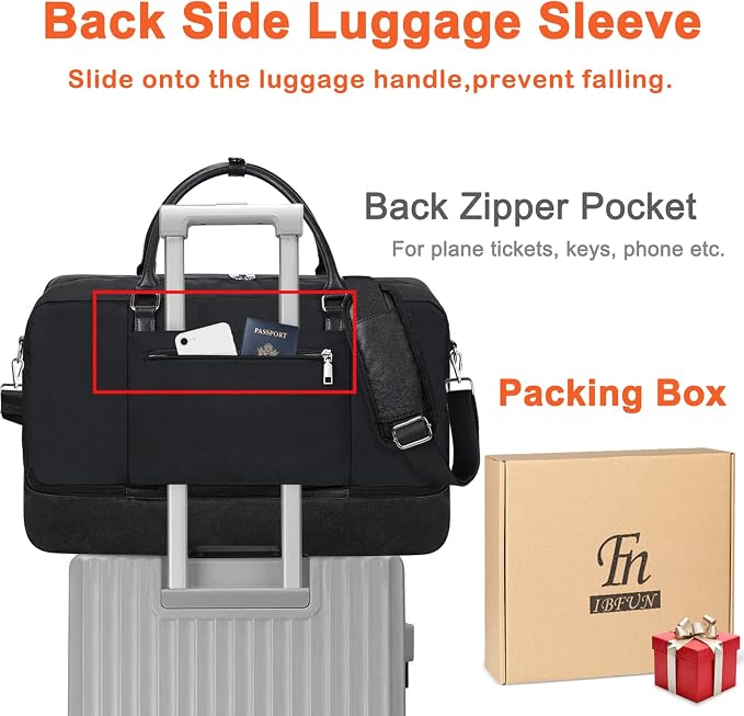 Weekender Bags for Women Overnight Bags with Shoe Compartment 21" Duffle Travel Bag for Traveling Weekend Gift 3pcs Set - Image 6
