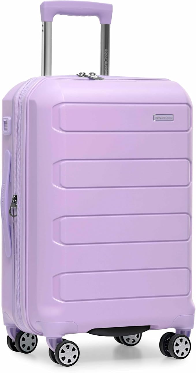 Traveler's Choice Pagosa Hardshell Expandable Luggage with Spinner Wheels, Lavender, 22-Inch Carry-on by TravelersChoice