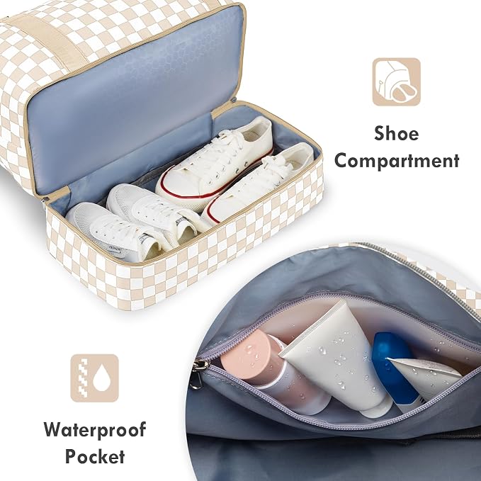 WOOMADA Weekender Overnight Bag for Women, Carry on Shoulder Travel Duffel with Shoes Compartment,Gym Bag with Toiletry Bag - Image 5