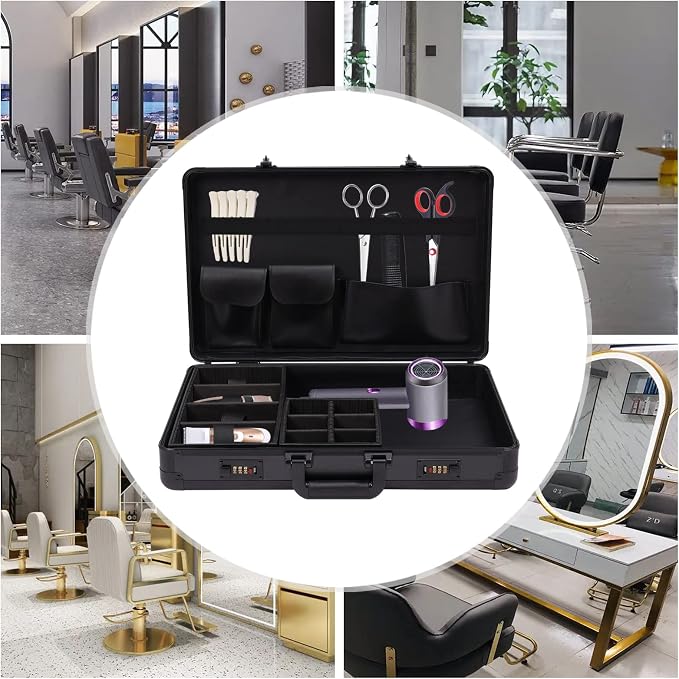 DNYSYSJ Barber Carrying Case Barber Case, Stylist Tool Box Professional Salon Hair Cutting Grooming Kit Storage Organizer for Clippers, Scissors, Barber Supplies (H) - Image 9