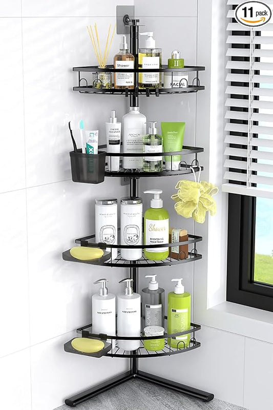 Aitatty Corner Shower Caddy Standing: 4-tier Rustproof Shower Organizer Shelf - Floor Shower Corner Shelf for Bathroom, Renters, Apartment & Dorm by Aitatty