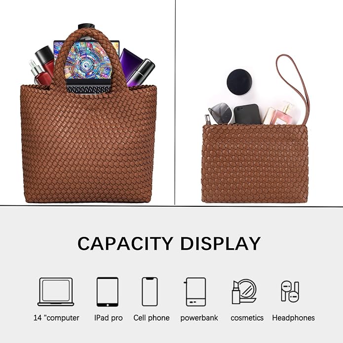 JINMANXUE Fashion Woven Bag Shopper Bag Travel Handbags and Purses Women Tote Bag Large Capacity Shoulder Bags - Image 5