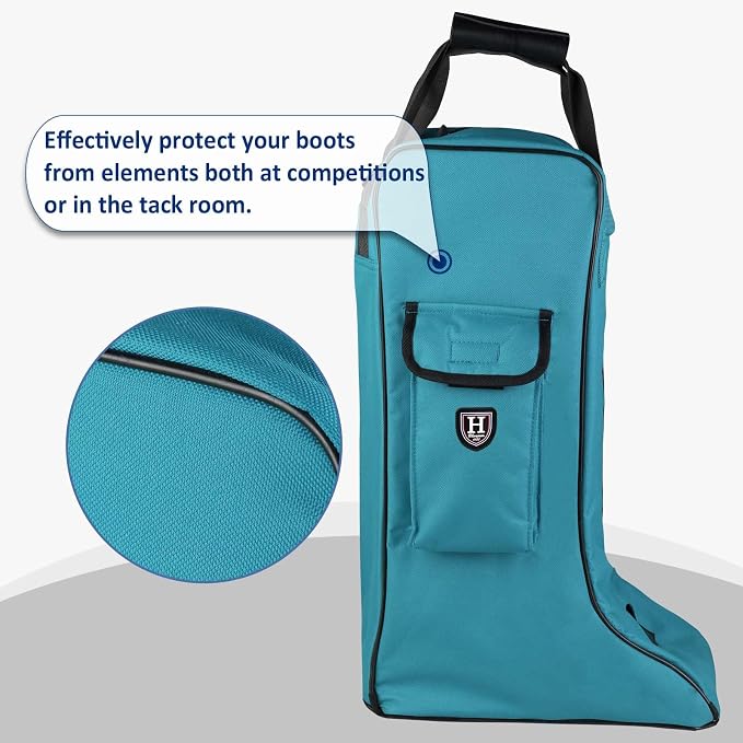 Harrison Howard Tall Boot Carry Bag Protect Rider Boots for Shows Competition Travel Long-lasting Boot Bag Teal - Image 3