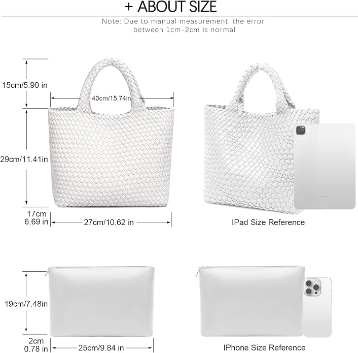 JINMANXUE Fashion Woven Bag Shopper Bag Travel Handbags and Purses Women Tote Bag Large Capacity Shoulder Bags - Image 4