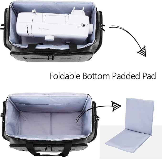 LUXJA Sewing Machine Case with Removable Padding Pad, Gray | Travel Case for Most Standard Sewing Machines & Accessories, Bag Only - Image 2
