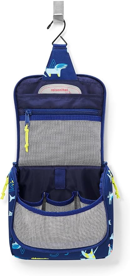 reisenthel Toiletbag S Kids, Small Hanging Travel Toiletry Organizer, ABC Friends Blue - Image 3
