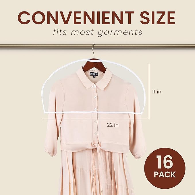 Handy Laundry Clear Vinyl Shoulder Covers - Set of 16 Garment Protectors Keep your Suits, Dresses, Blouses, & Dust Free - Protect and Store your Clothing while In and Out of Season - Image 3