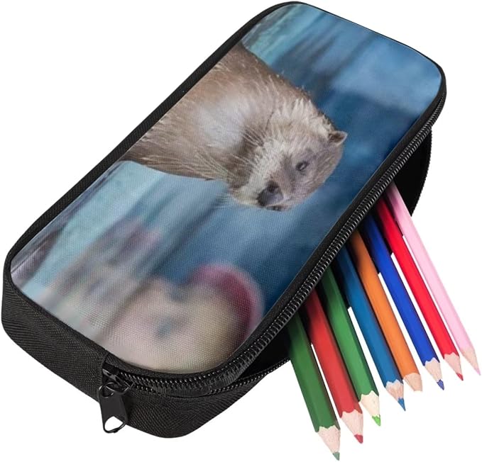 Kids Novelty Animal Backpack and Lunch Box for Boys Girls Student Lightweight 17 Inch School North American River Otter Backpack with Lunch Bag Pencil Case Kids Comfy Padded Black Large Bookbag - Image 5