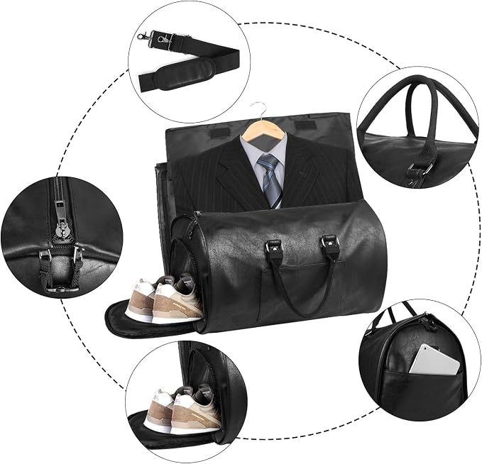 seyfocnia Convertible Travel Garment Bag,Carry on Garment Duffel Bag for Men Women - 2 in 1 Hanging Suitcase Suit Business Travel Bag - Image 3