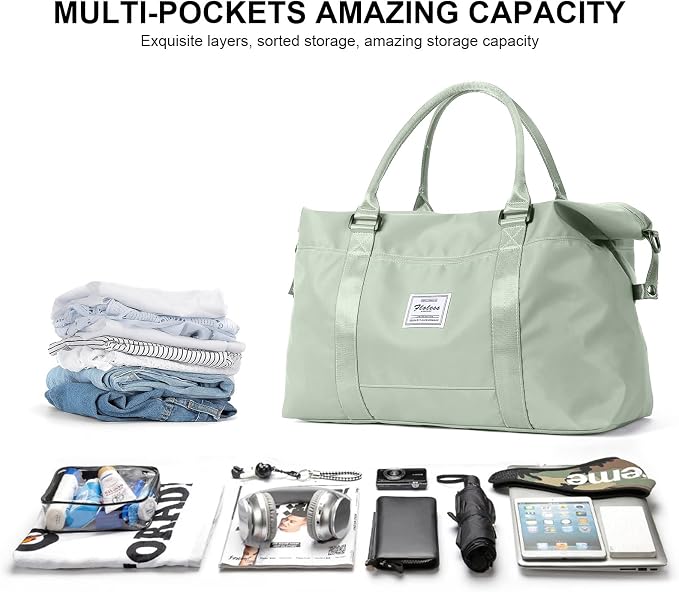 Travel Duffel Bag, Carry On Overnight Weekender Bags for Women | Travel Bag with Wet Pocket & Trolley Sleeve, For Spirit Airlines 18x14x8 Personal Item Bag - Image 2