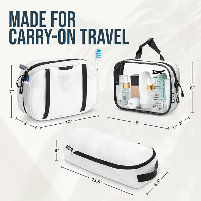 Toiletry Bag Kit 3 Piece Set: Hanging Travel Toiletry Bag + 311 TSA Cosmetic Liquid Bag + Accessory Organizer Pouch - Image 6