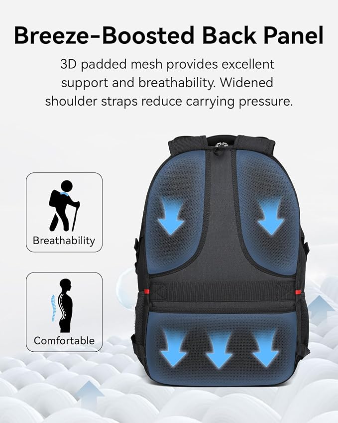 CROSSGEAR Travel Laptop Backpack for Men, 15.6-Inch Large Computer Business Backpack, Multi-pocket, USB Port, Breathable Padded, Water Resistant Work Casual Daypacks - Image 5