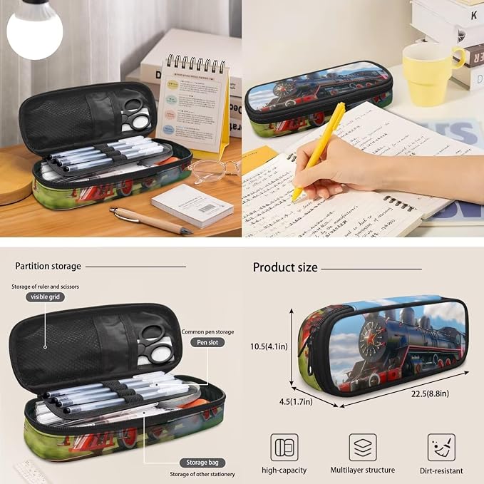 Train Backpack for Boys 6-8 3-5 4-6 with Lunch Box and Pencil Case Kindergarten Elementary School Backpack 3 Piece Kids School Book Bag Set Large Capacity Travel Camping Rucksack - Image 5