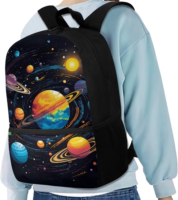 Galaxy Space Backpack for Boys Kids Backpack with Lunch Box Water Bottle Pouch and Zipper Pencil Pouch 4PCS Set Lightweight Bookbag with Front Pocket 17" Sturdy School Bag for Elementary Girls - Image 2