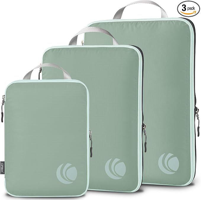 Cipway Compression Packing Cubes, Ultralight Luggage Organizer Bags, Travel Essentials for Carry on Suitcase (3 Piece,Sage Green) by Cipway